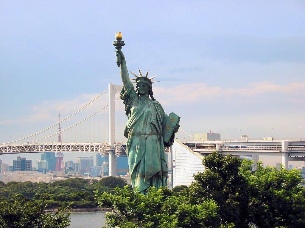 Odaiba is a man made island in Tokyo Bay.