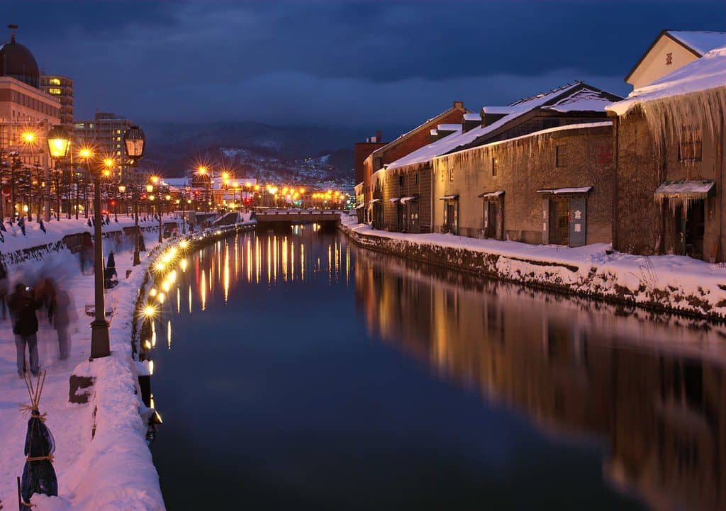 Hokkaido Traveler have to go Otaru Canal where Rows of old warehouses built of stone standing along the canal